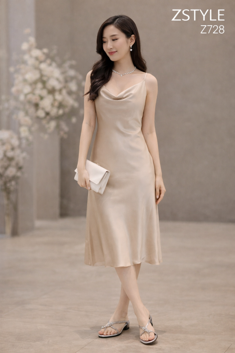 Phụ nữ trong váy satin trang nhã Z728