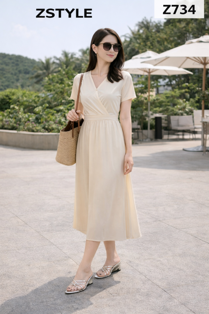 Dịu dàng với váy midi và dép ZSTYLE Z734