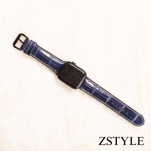 Dây đồng hồ da cá sấu Handmade Apple Watch Xanh Navy