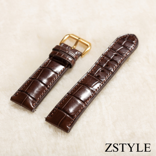 Dây Đồng Hồ Da Cá Sấu Handmade Màu Nâu