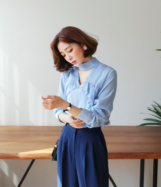 Cùng tham khảo những trang phục công sở cho các cô nàng yêu xanh màu xanh baby