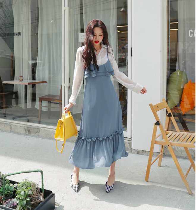 Cùng tham khảo những trang phục công sở cho các cô nàng yêu xanh màu xanh baby