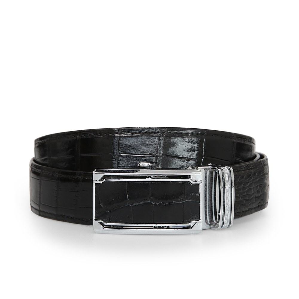 Thắt lưng da cá sấu dây liền mặt khóa lăn