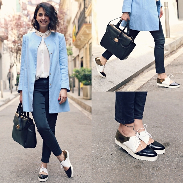 Mix giày Oxford với quần jeans