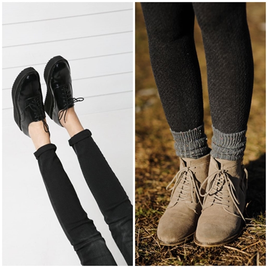 Giày Oxford kết hợp với quần legging hay quần tất cho những ngày lạnh