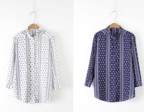 Áo blouse họa tiết