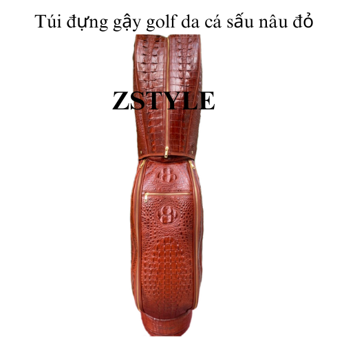 Túi đựng gậy golf da cá sấu màu nâu đỏ